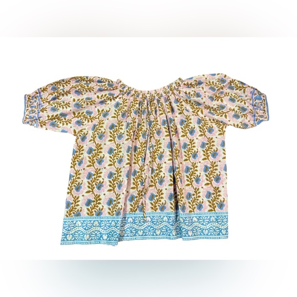 SZ Blockprints Essa Print Tracy Top in Camel Made In India Size Small - Picture 6 of 12